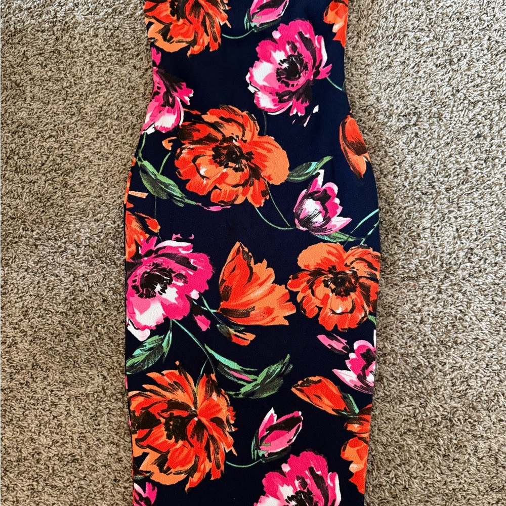 Floral Elegance Midi Dress in Orange and Pink